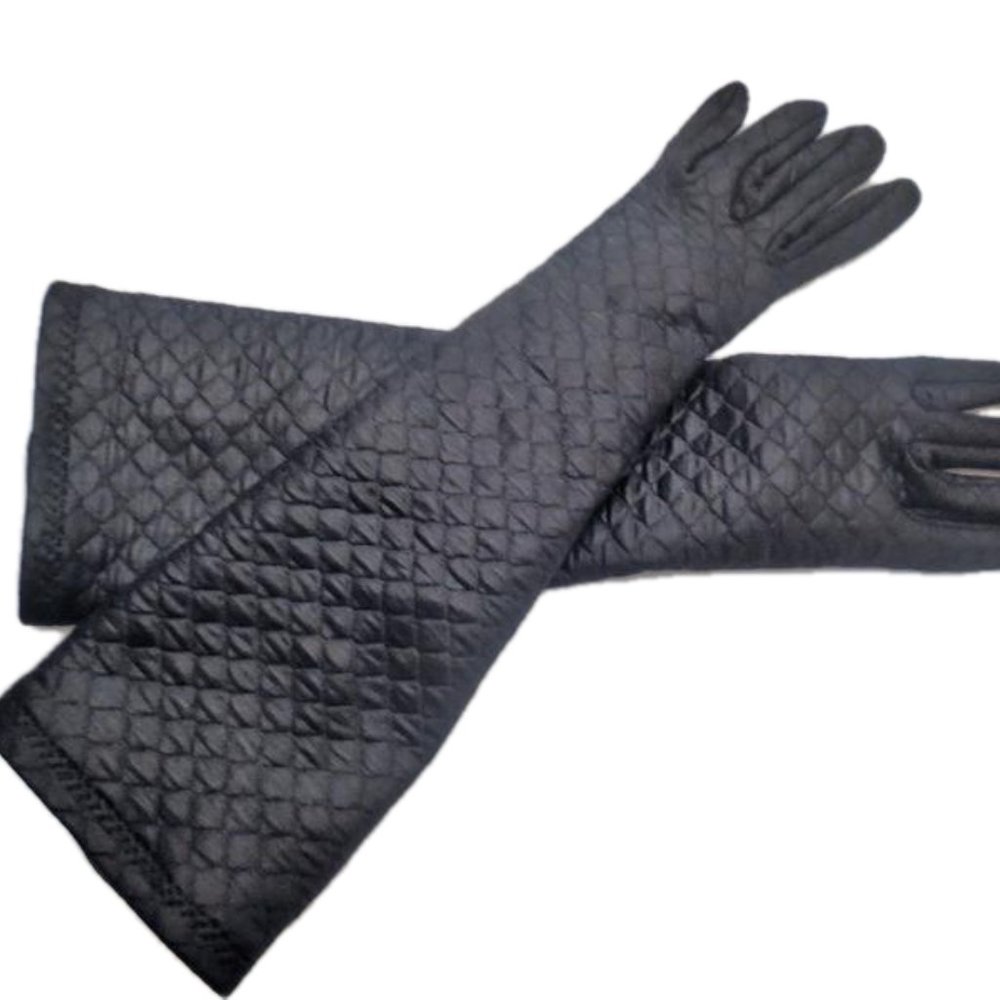 Vintage Gloves SMALL 16" long stretchy Black